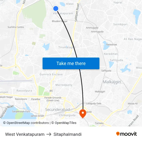 West Venkatapuram to Sitaphalmandi map