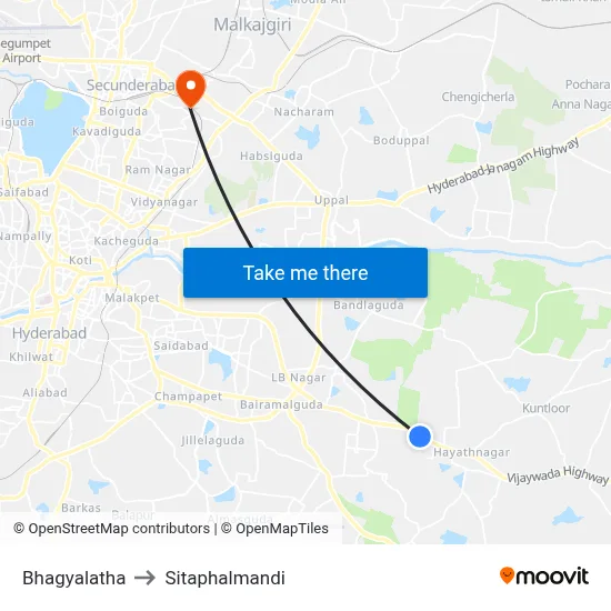 Bhagyalatha to Sitaphalmandi map