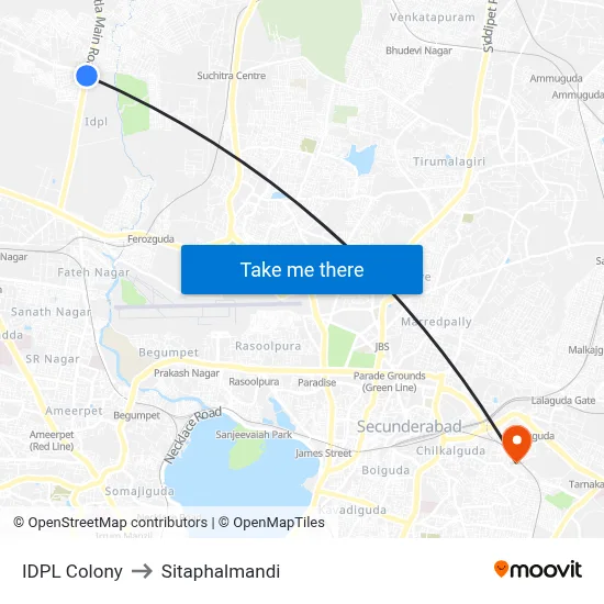 IDPL Colony to Sitaphalmandi map