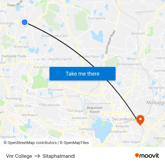 Vnr College to Sitaphalmandi map