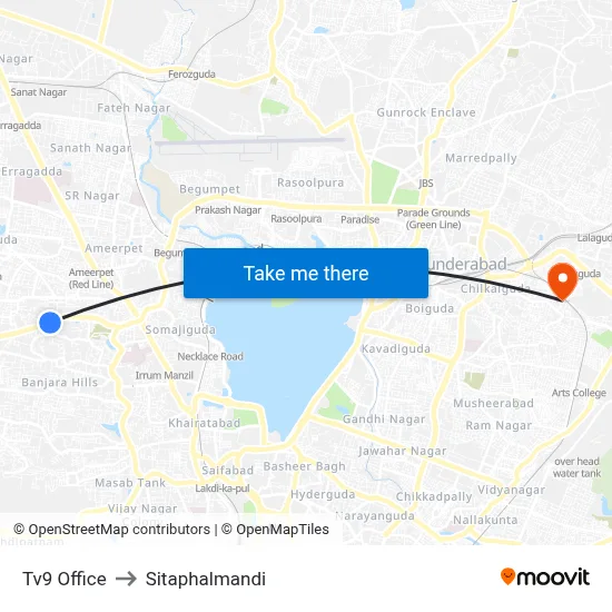 Tv9 Office to Sitaphalmandi map