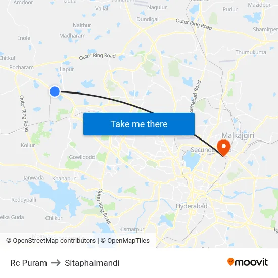 Rc Puram to Sitaphalmandi map