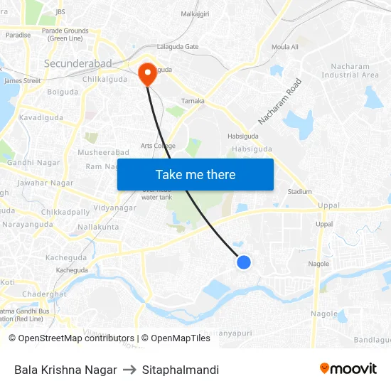 Bala Krishna Nagar to Sitaphalmandi map