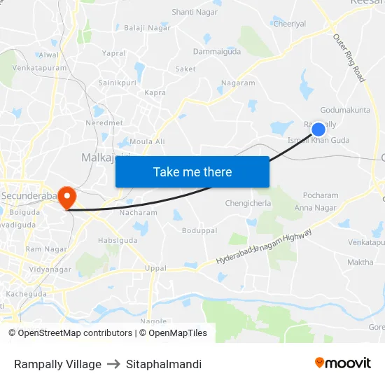 Rampally Village to Sitaphalmandi map