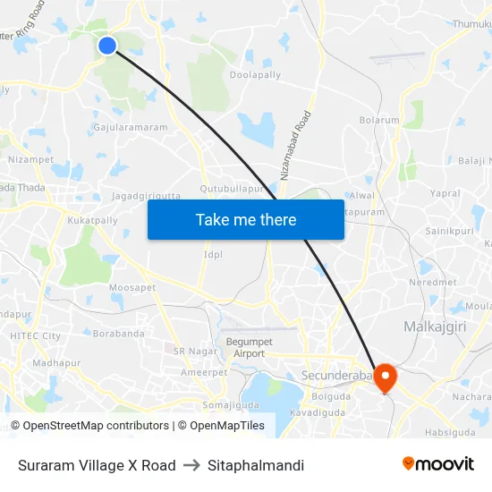 Suraram Village X Road to Sitaphalmandi map