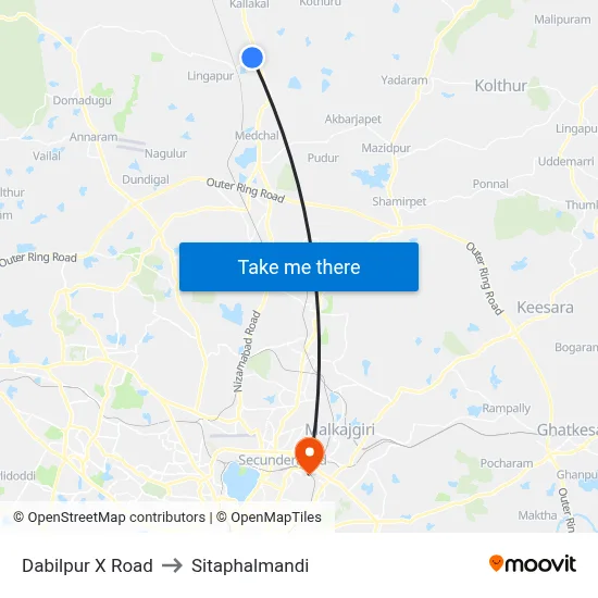 Dabilpur X Road to Sitaphalmandi map