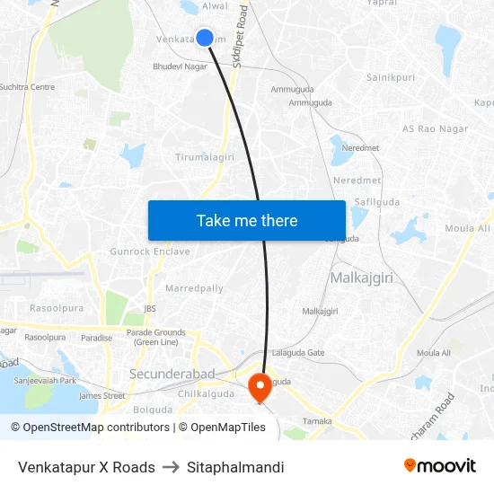 Venkatapur X Roads to Sitaphalmandi map