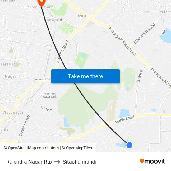 Rajendra Nagar-Rtp to Sitaphalmandi map