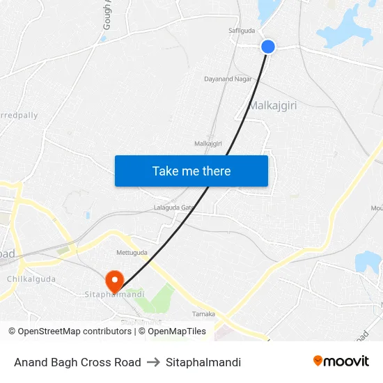 Anand Bagh Cross Road to Sitaphalmandi map