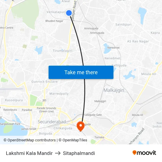 Lakshmi Kala Mandir to Sitaphalmandi map