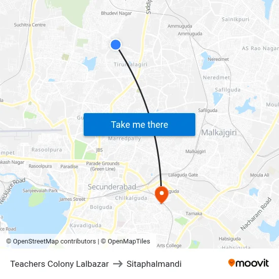 Teachers Colony Lalbazar to Sitaphalmandi map