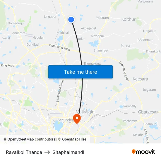 Ravalkol Thanda to Sitaphalmandi map