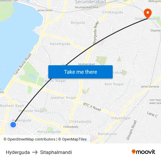 Hyderguda to Sitaphalmandi map