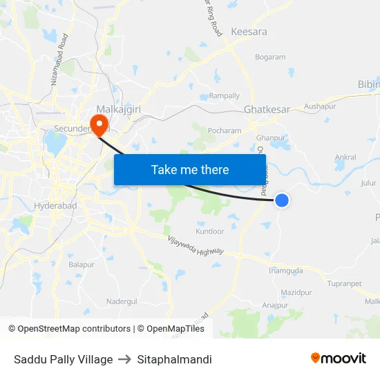 Saddu Pally Village to Sitaphalmandi map