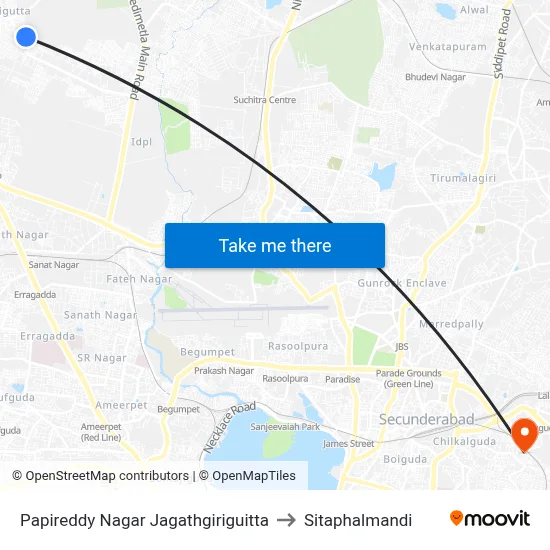 Papireddy Nagar Jagathgiriguitta to Sitaphalmandi map