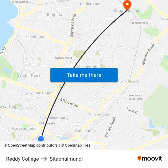 Reddy College to Sitaphalmandi map
