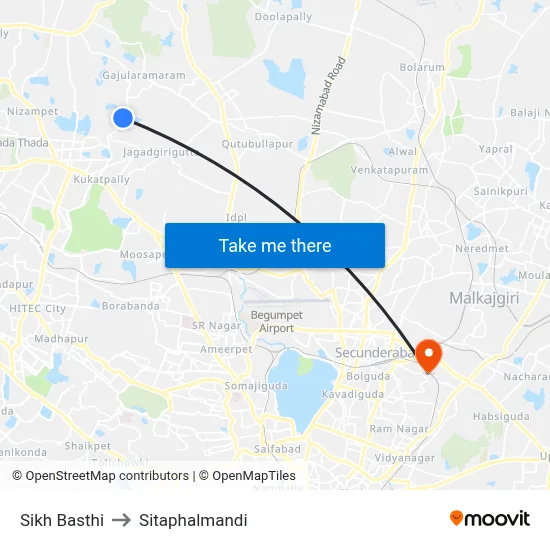 Sikh Basthi to Sitaphalmandi map