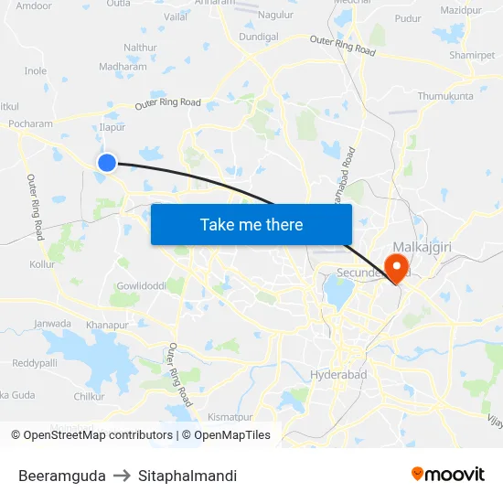 Beeramguda to Sitaphalmandi map
