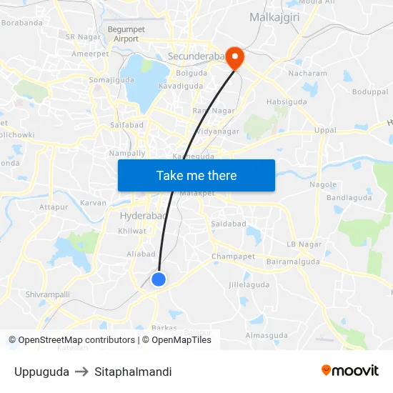 Uppuguda to Sitaphalmandi map