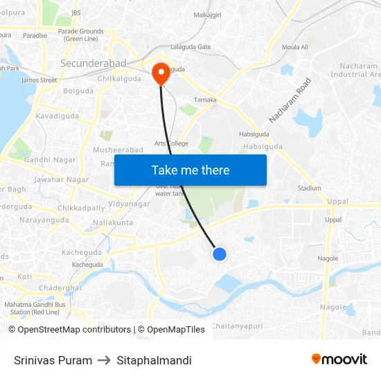 Srinivas Puram to Sitaphalmandi map