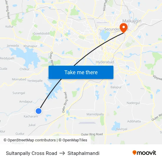Sultanpally Cross Road to Sitaphalmandi map