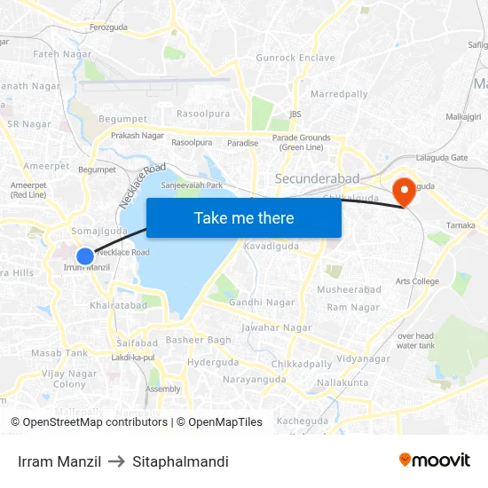 Irram Manzil to Sitaphalmandi map