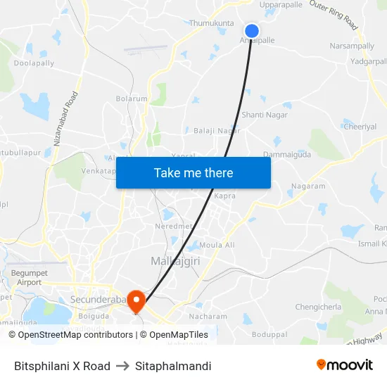 Bitsphilani X Road to Sitaphalmandi map