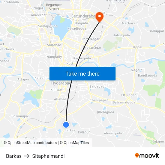 Barkas to Sitaphalmandi map