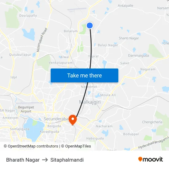 Bharath Nagar to Sitaphalmandi map