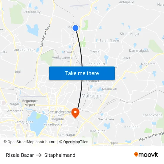 Risala Bazar to Sitaphalmandi map