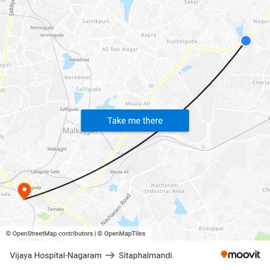 Vijaya Hospital-Nagaram to Sitaphalmandi map