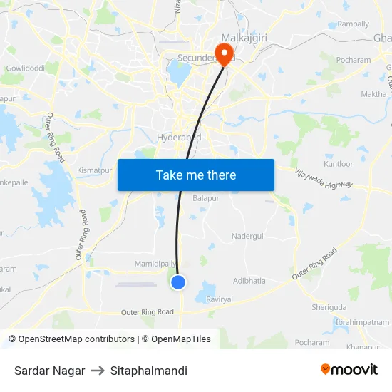 Sardar Nagar to Sitaphalmandi map