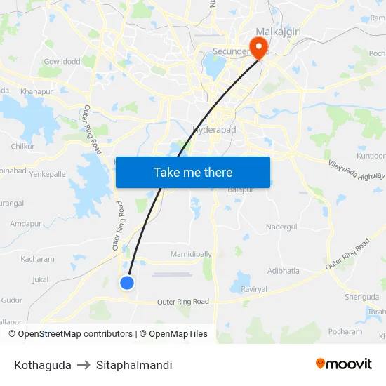 Kothaguda to Sitaphalmandi map