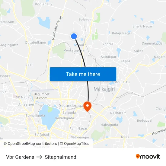 Vbr Gardens to Sitaphalmandi map