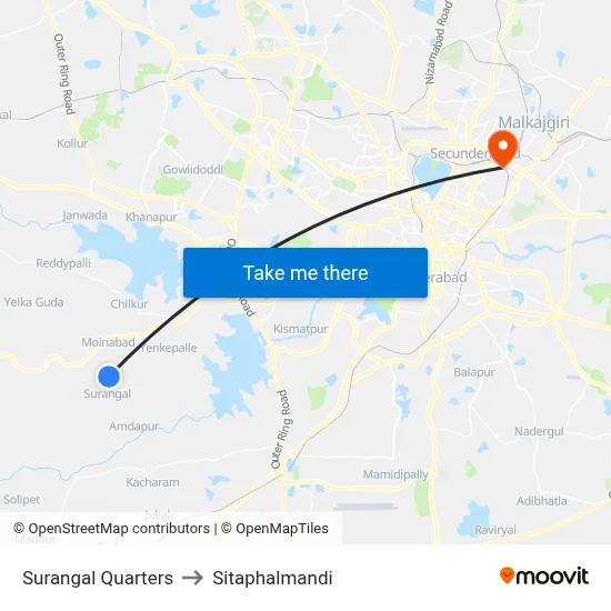 Surangal Quarters to Sitaphalmandi map