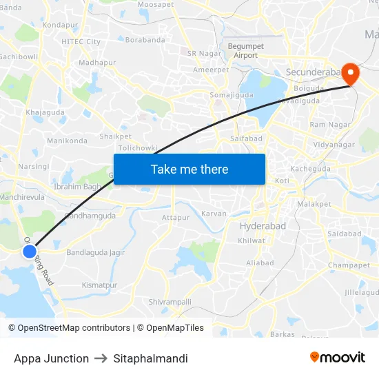 Appa Junction to Sitaphalmandi map
