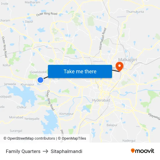 Family Quarters to Sitaphalmandi map