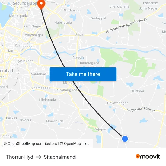 Thorrur-Hyd to Sitaphalmandi map