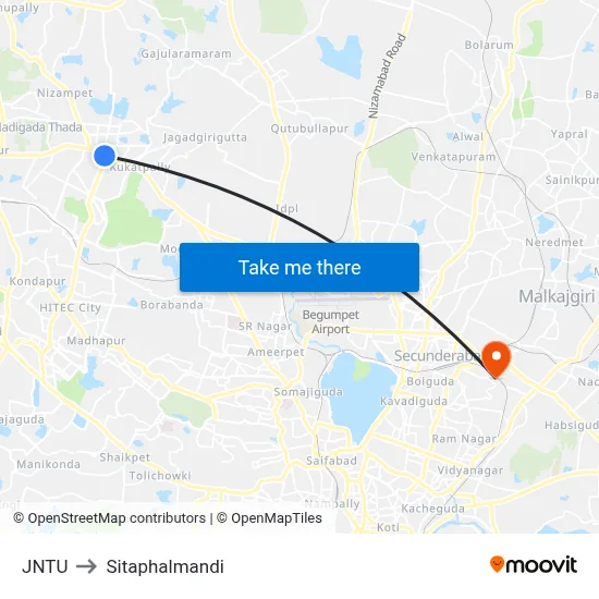 JNTU to Sitaphalmandi map
