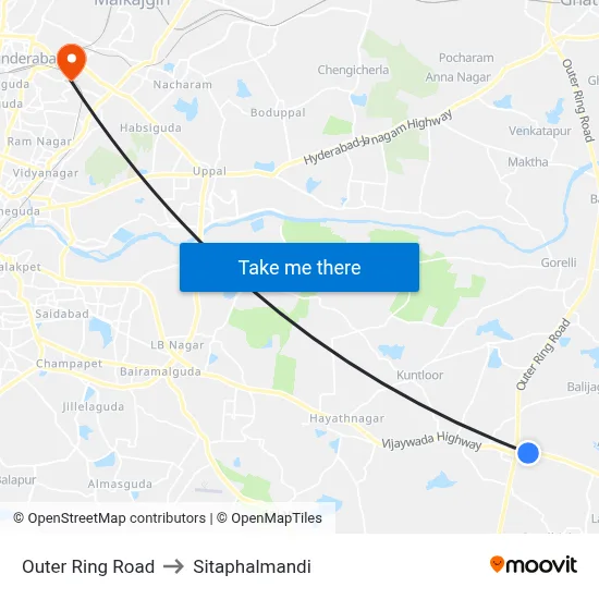 Outer Ring Road to Sitaphalmandi map