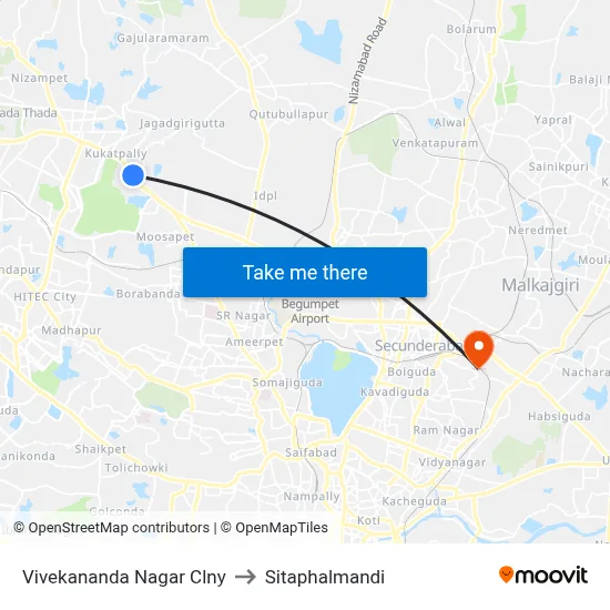 Vivekananda Nagar Clny to Sitaphalmandi map
