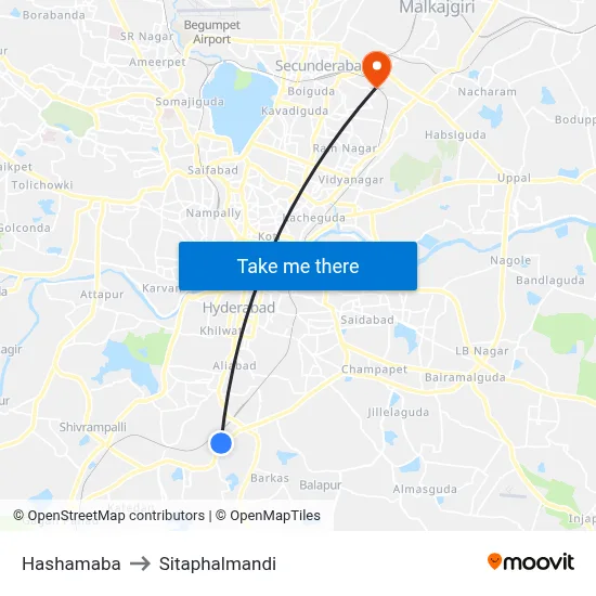 Hashamaba to Sitaphalmandi map