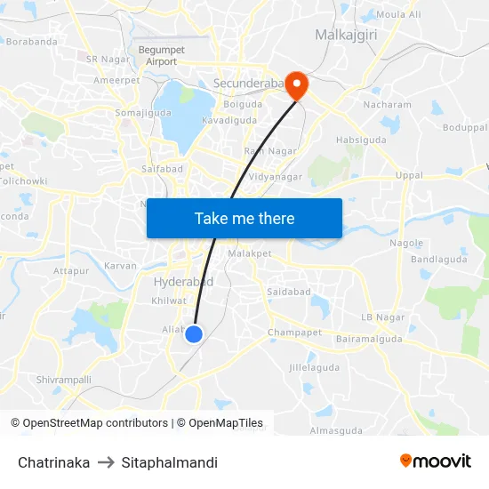 Chatrinaka to Sitaphalmandi map