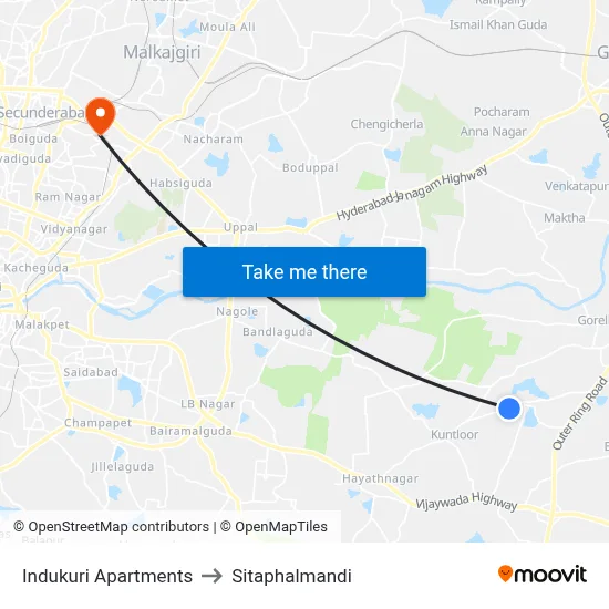 Indukuri Apartments to Sitaphalmandi map