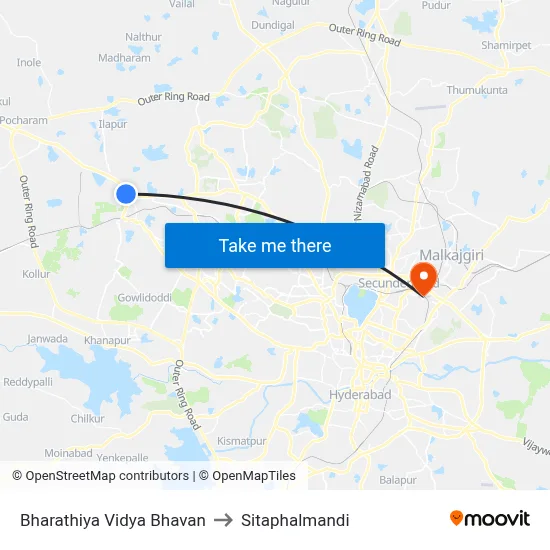 Bharathiya Vidya Bhavan to Sitaphalmandi map