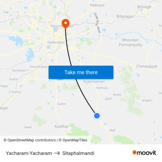 Yacharam-Yacharam to Sitaphalmandi map