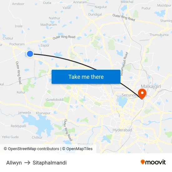 Allwyn to Sitaphalmandi map