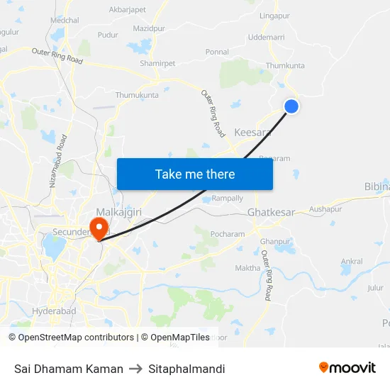 Sai Dhamam Kaman to Sitaphalmandi map