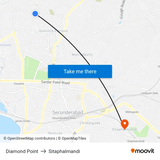 Diamond Point to Sitaphalmandi map