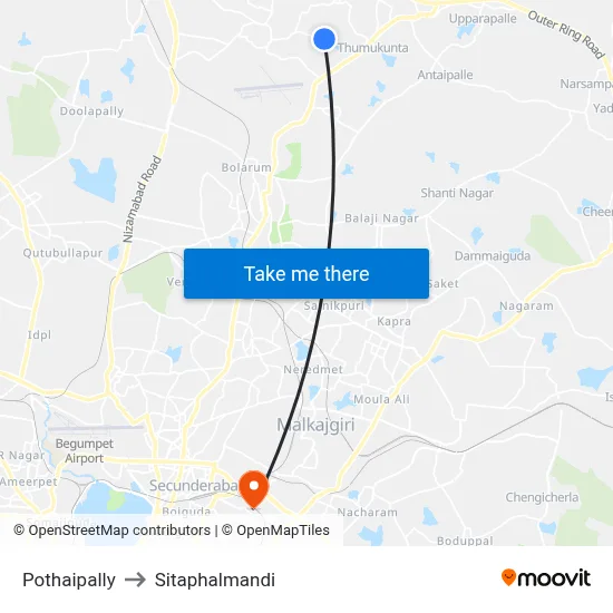Pothaipally to Sitaphalmandi map